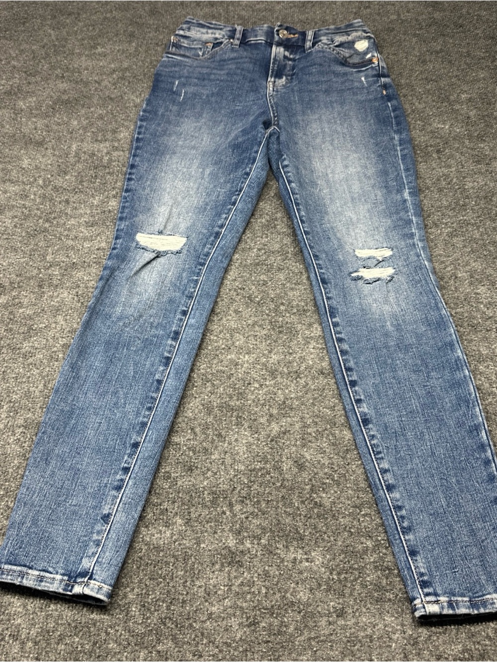 Express Women's Skinny Distressed Blue Jeans